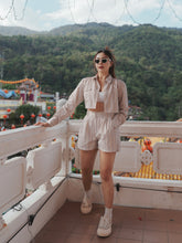 Load image into Gallery viewer, LINER LONG CROP BLOUSES - BROWN