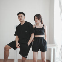 Load image into Gallery viewer, UNISEX WAFFLE OVERSIZE TEE - BLACK