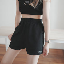 Load image into Gallery viewer, WOMEN WAFFLE SHORTS - BLACK
