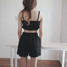 Load image into Gallery viewer, WOMEN WAFFLE SHORTS - BLACK