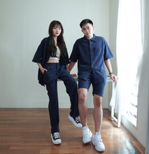 Load image into Gallery viewer, PENB UNISEX OVERSIZE WAFFLE BLOUSES - DENIM BLUE