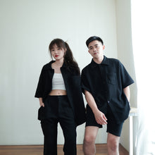 Load image into Gallery viewer, PENB UNISEX OVERSIZE WAFFLE BLOUSES - BLACK