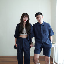 Load image into Gallery viewer, PENB UNISEX OVERSIZE WAFFLE BLOUSES - DENIM BLUE