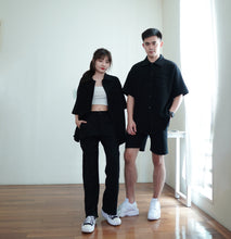 Load image into Gallery viewer, PENB UNISEX OVERSIZE WAFFLE BLOUSES - BLACK