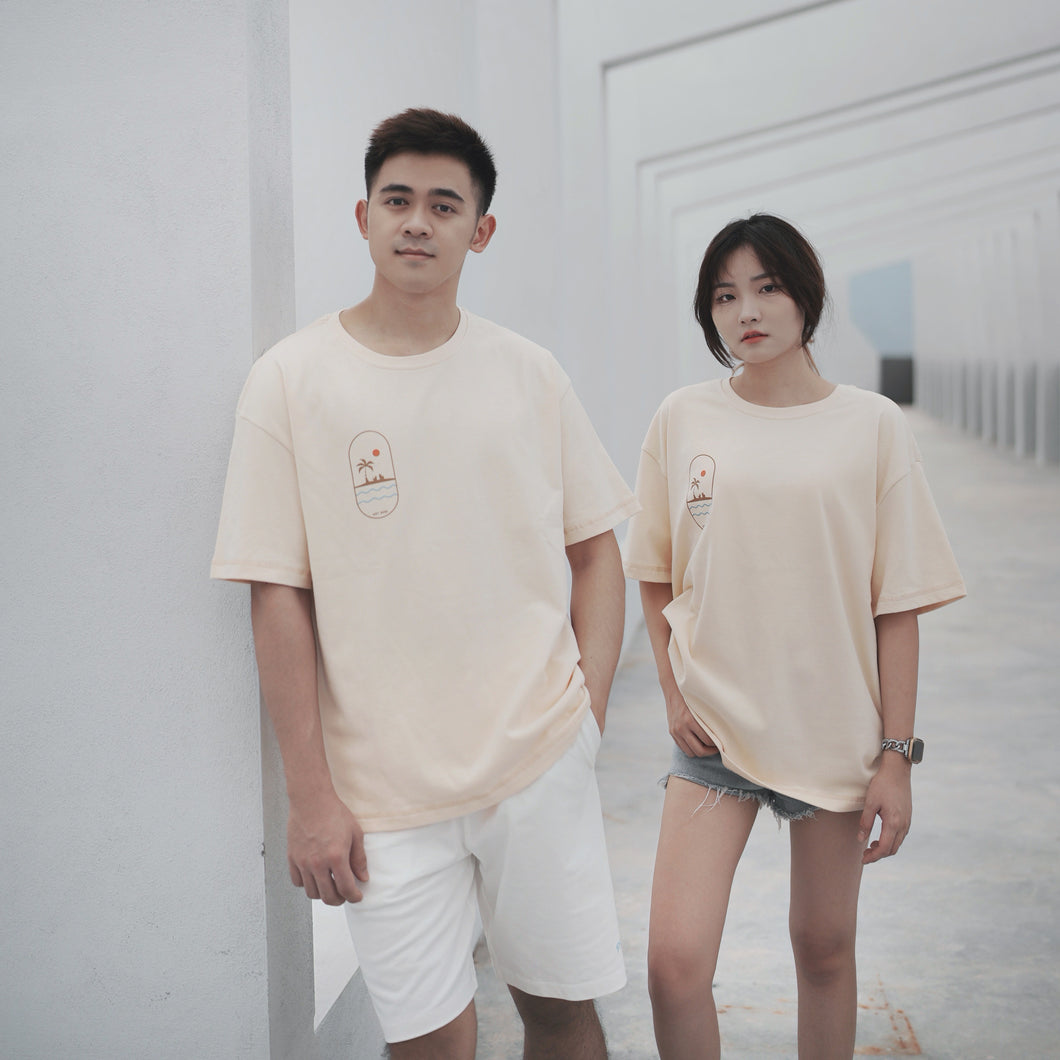 THE MOMENT UNISEX OVERSIZE TEE - MILK TEA