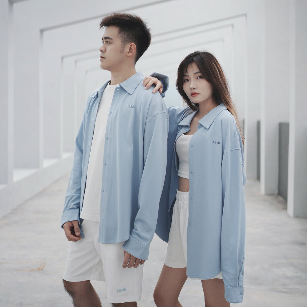 NORMCORE OVERSIZE UNISEX LONG BLOUSES - SKY BLUE