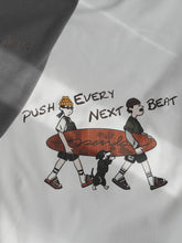 Load image into Gallery viewer, PUSH THE BEAT OVERSIZED UNISEX TEE - WHITE
