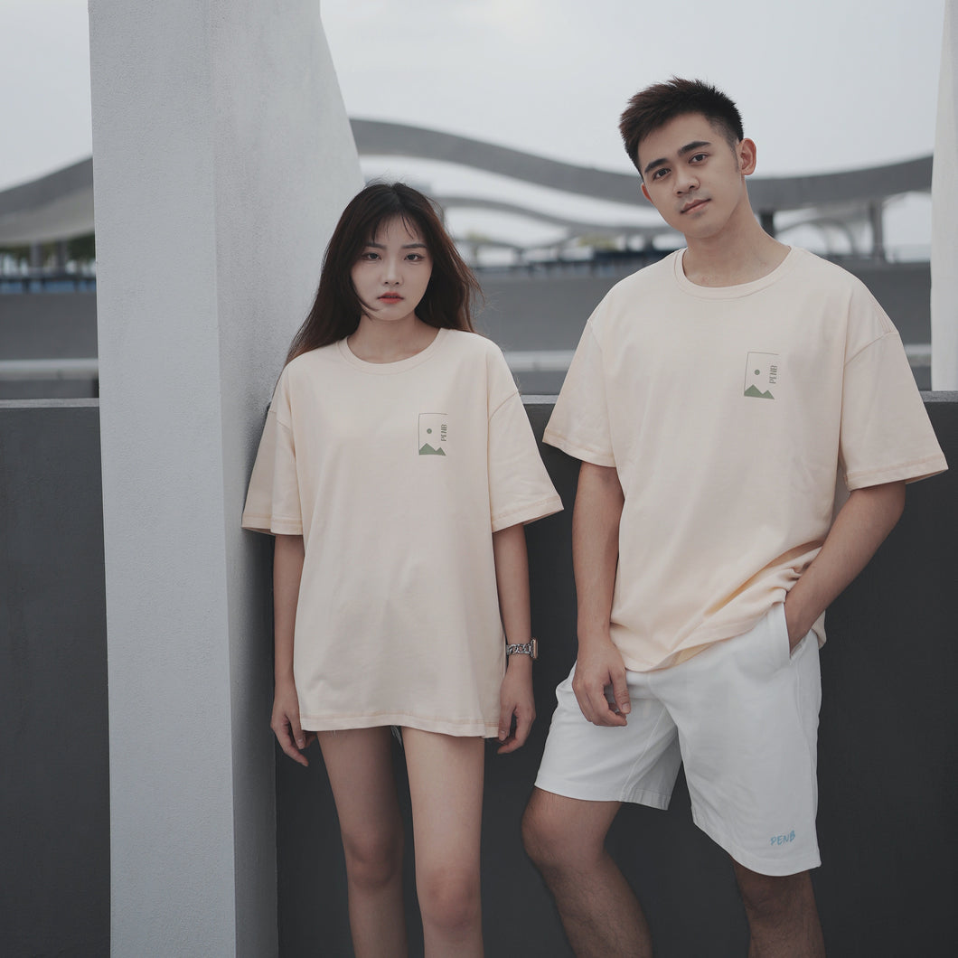 HILLTOP OVERSIZE UNISEX TEE - MILK TEA