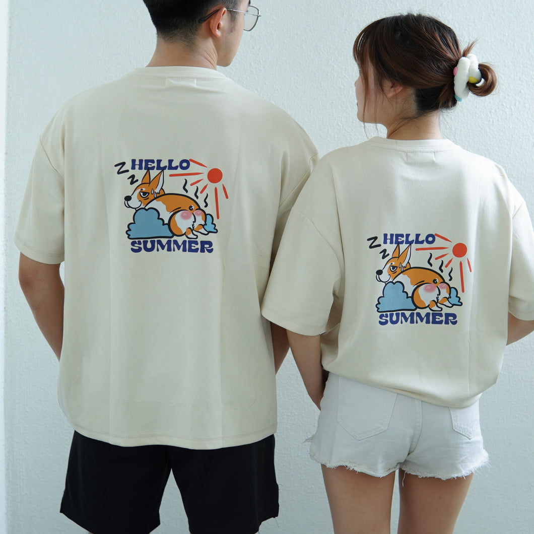 HELLO SUMMER OVERSIZE UNISEX TEE - BEIGE