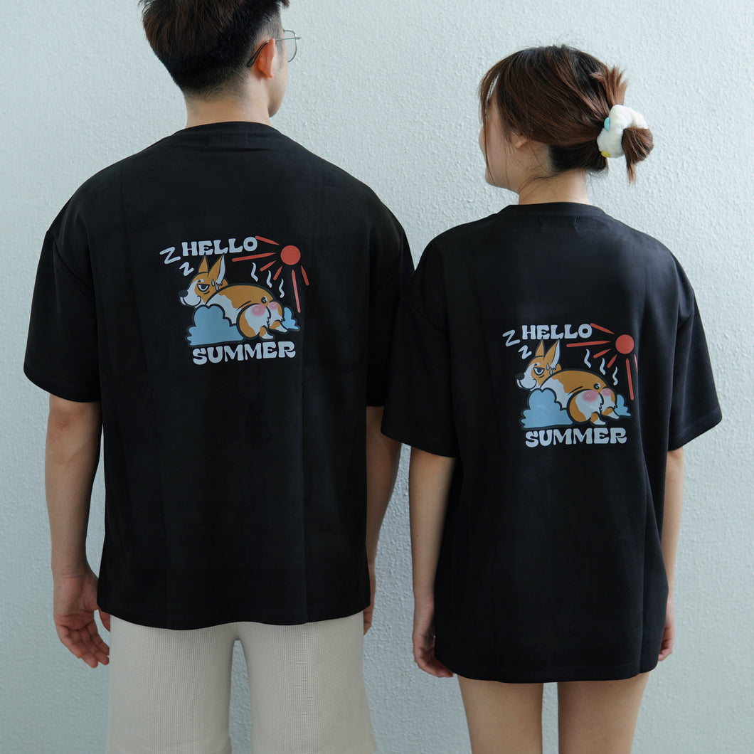 HELLO SUMMER OVERSIZE UNISEX TEE - BLACK