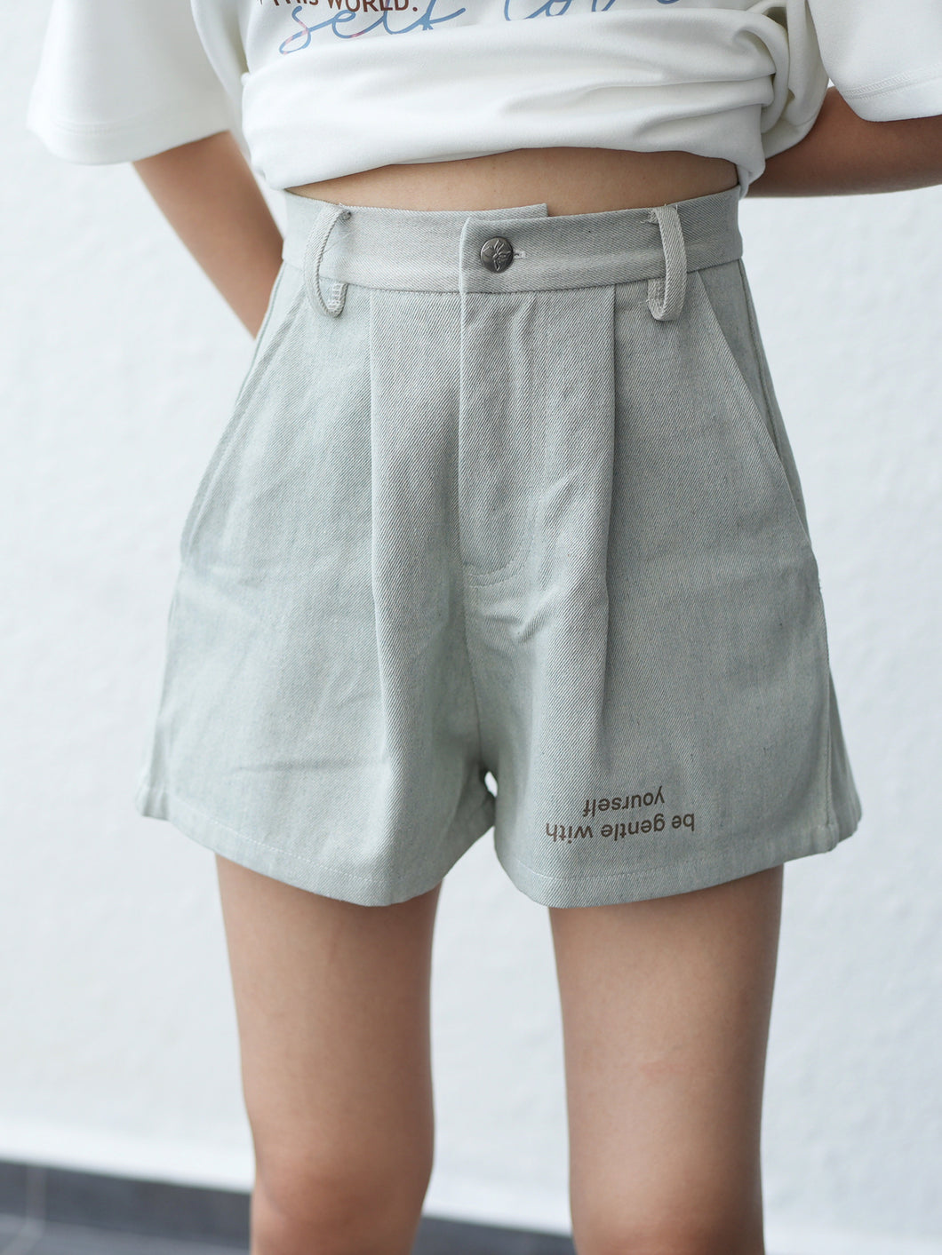 LOVEYOURSELF HIGH WAIST SHORTS - BEAN GREY