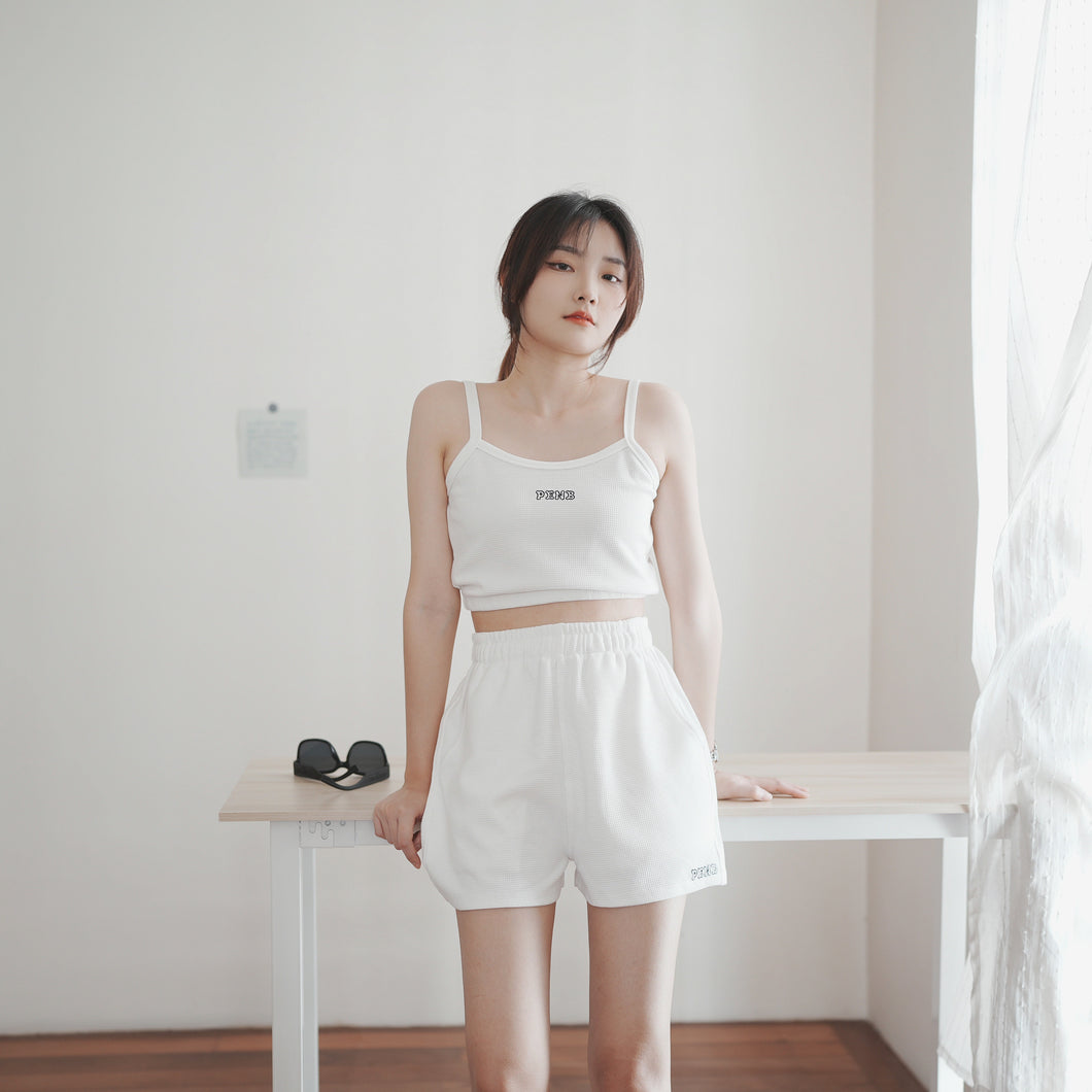 WOMEN WAFFLE SINGLETS - WHITE