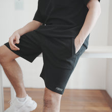 Load image into Gallery viewer, MEN WAFFLE SHORTS - BLACK
