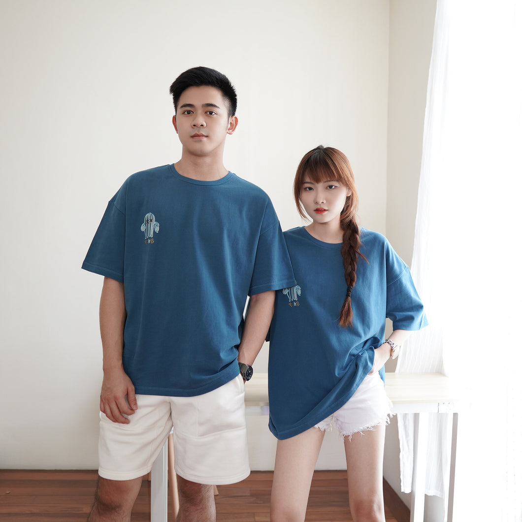 CACTUS XX UNISEX OVERSIZE TEE - AEGEAN BLUE