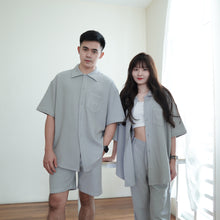 Load image into Gallery viewer, PENB UNISEX OVERSIZE WAFFLE BLOUSES - GREY
