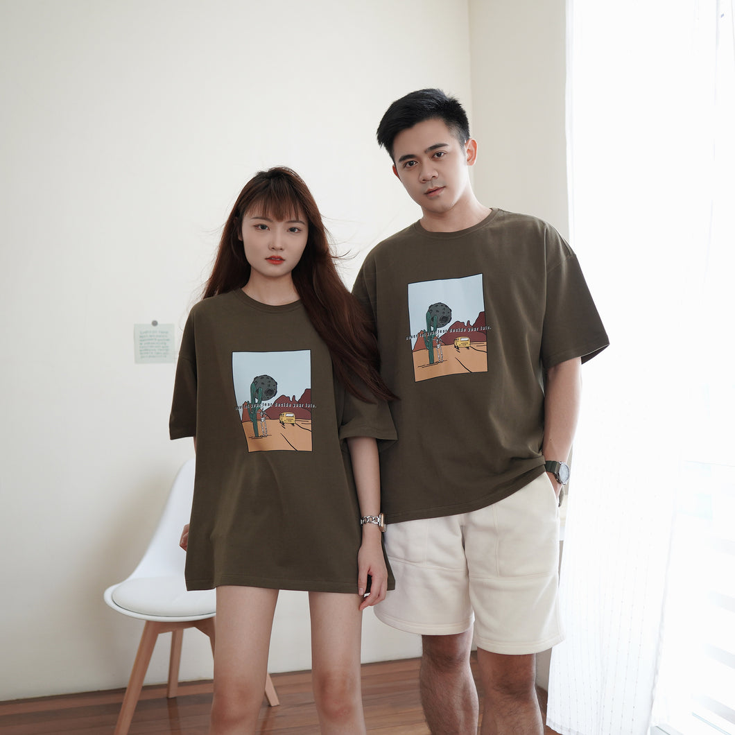 CACTUS X DESERT UNISEX OVERSIZE TEE - ARMY GREEN