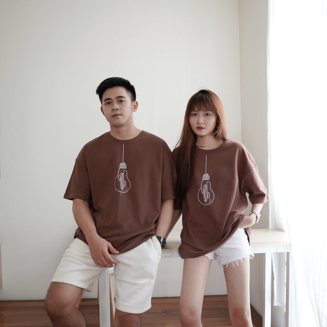 CACTUS X BULB UNISEX OVERSIZE TEE - MOCHA