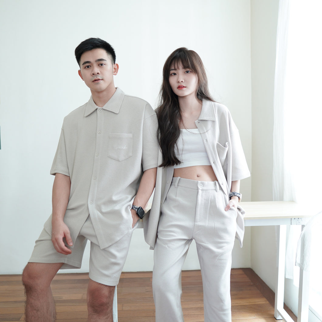PENB UNISEX OVERSIZE WAFFLE BLOUSES - RICE