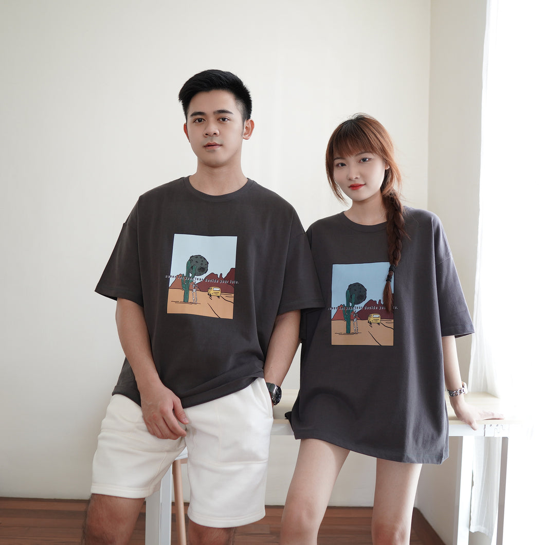 CACTUS X DESERT UNISEX OVERSIZE TEE - CHARCOAL