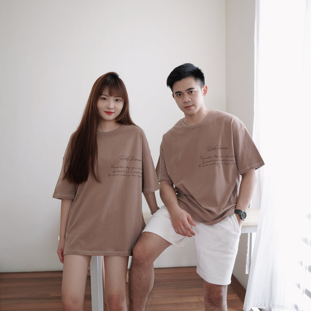 DAILY REMINDER UNISEX OVERSIZE TEE - COFFEE