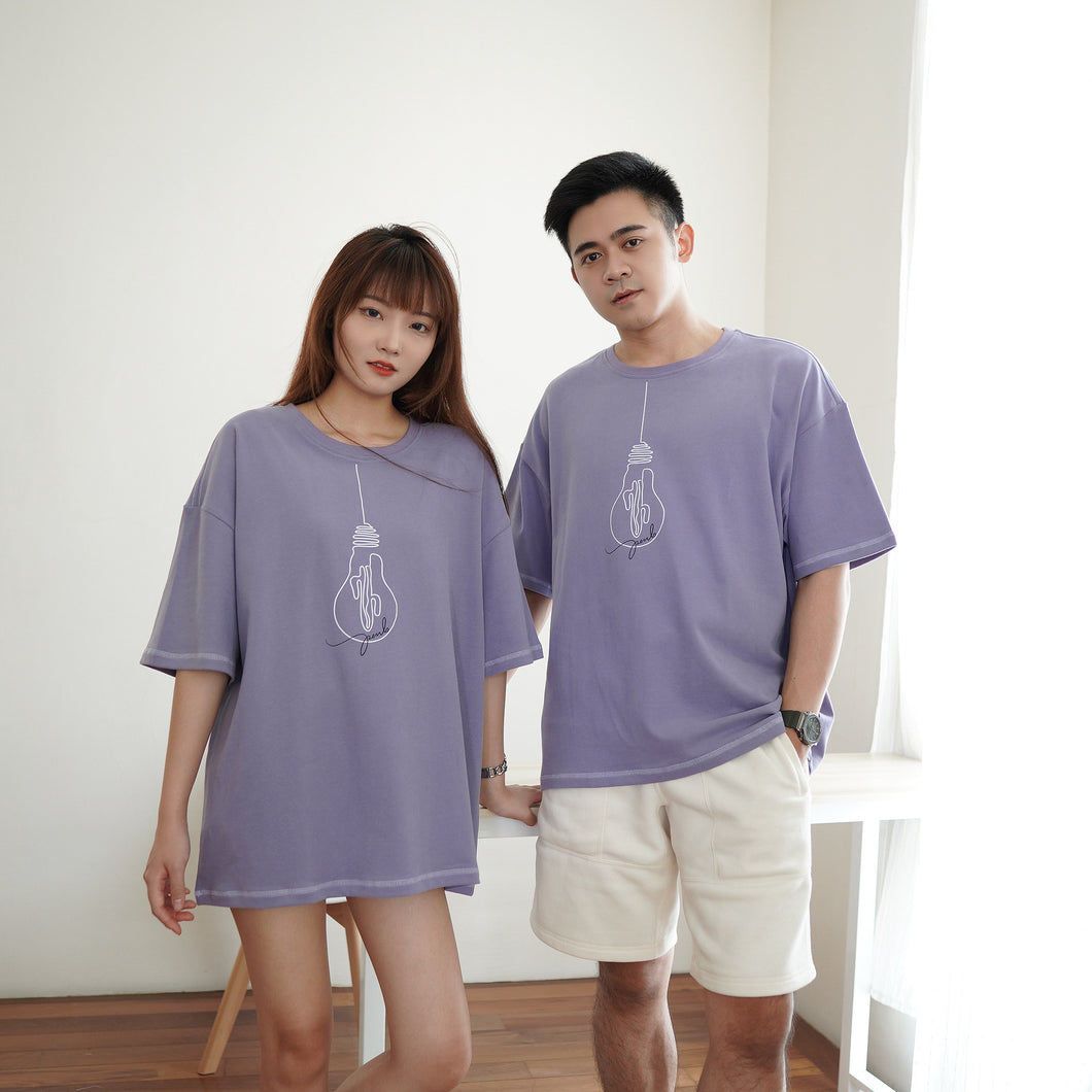 CACTUS X BULB UNISEX OVERSIZE TEE - PURPLE