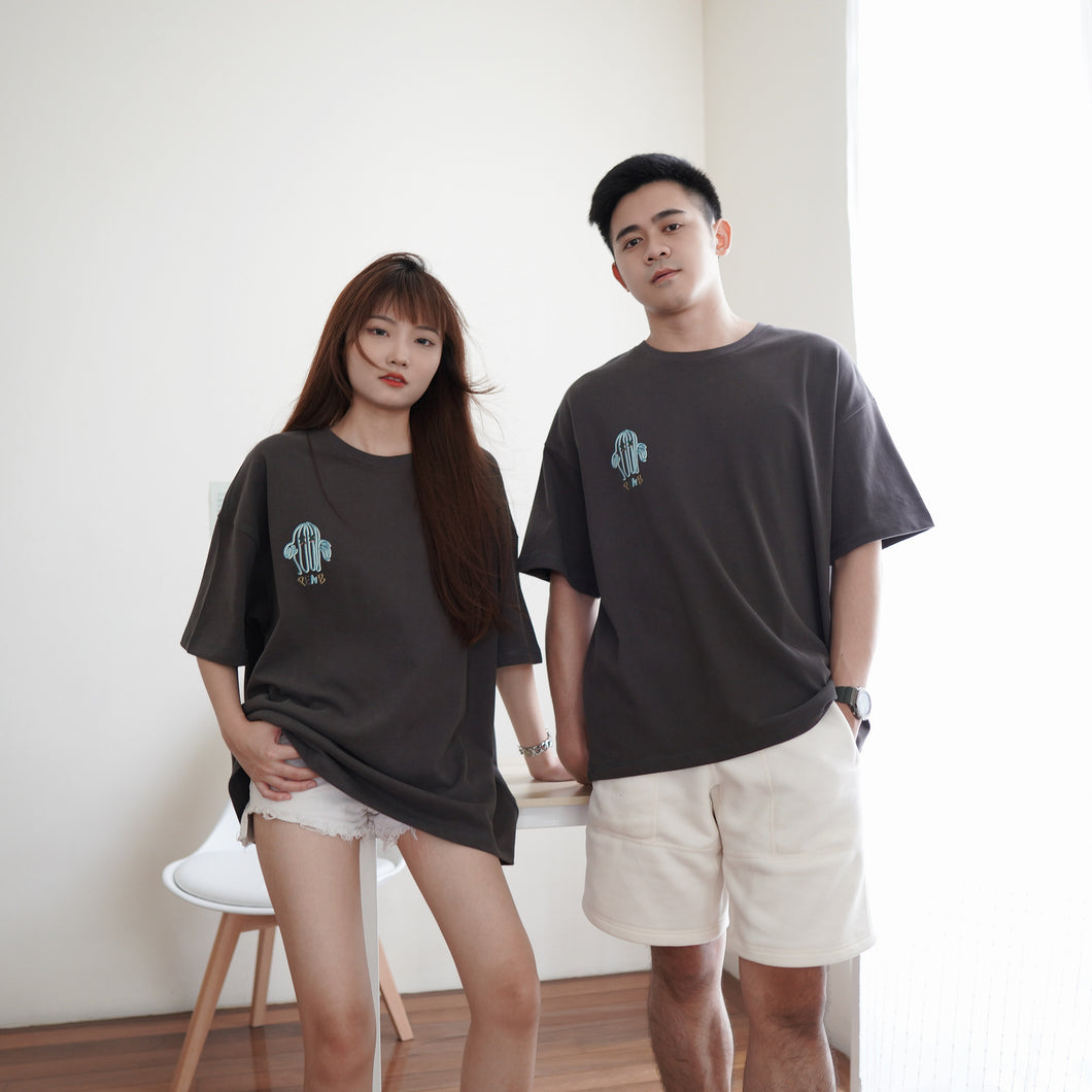 CACTUS XX UNISEX OVERSIZE TEE - CHARCOAL